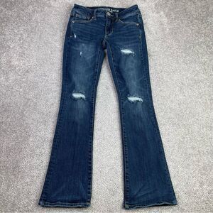 American Eagle Jeans Women’s 00 Short Blue Skinny Kick Low Rise Dark Wash